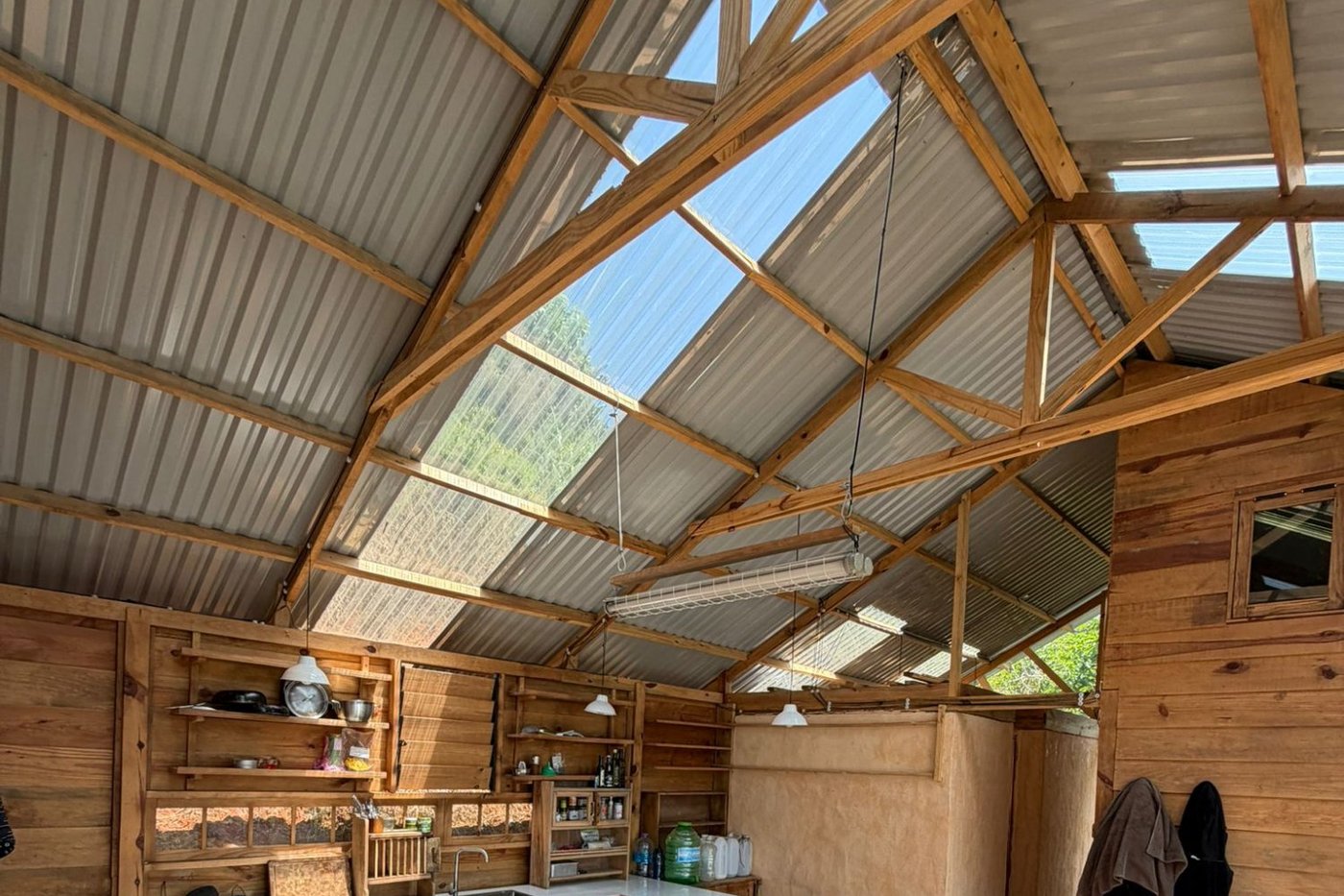 The community kitchen inside the jungle house